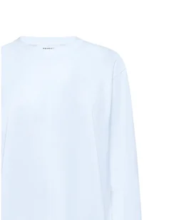 Long-sleeved shirt with straight neck