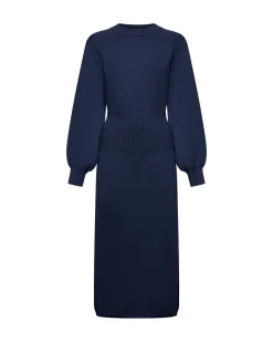 Midi dress with balloon sleeves