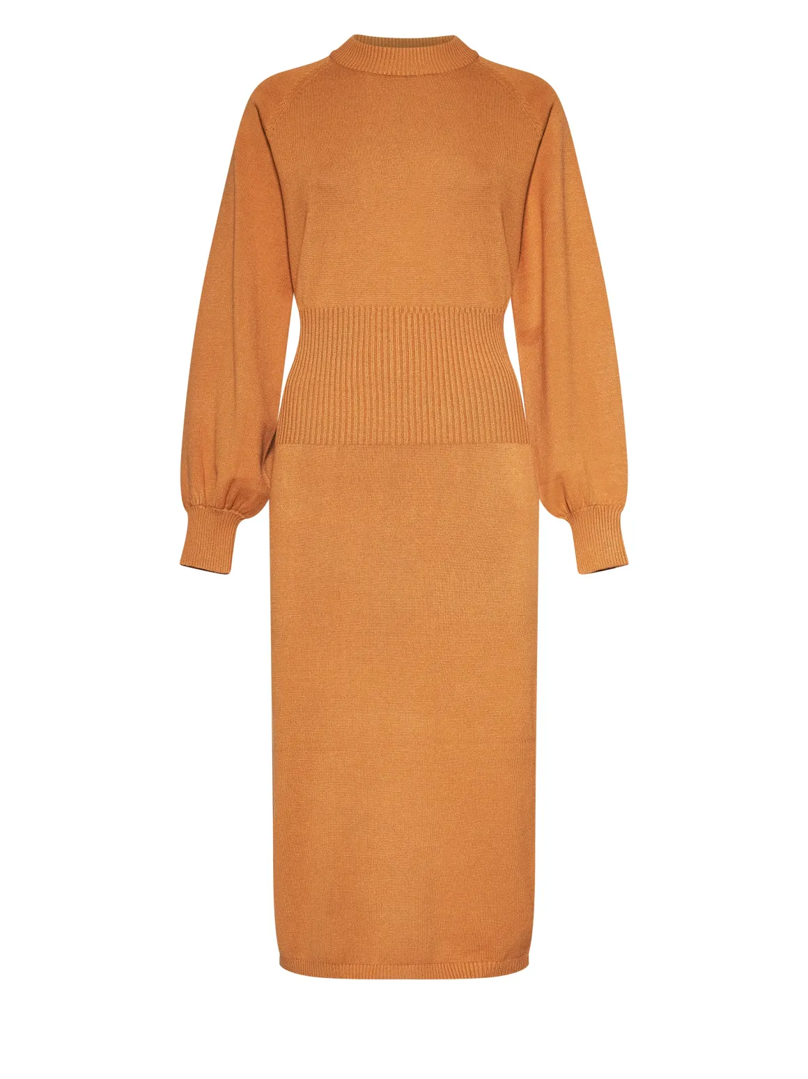 Midi dress with balloon sleeves