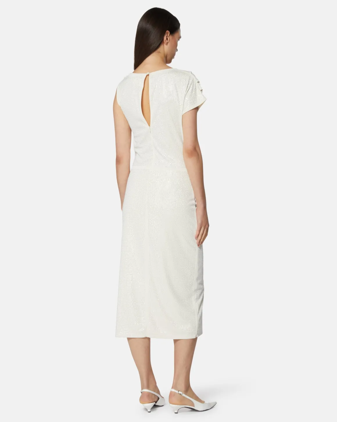 Midi dress with drapes and side slit