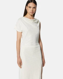 Midi dress with drapes and side slit