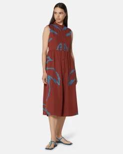 Midi dress with embroidered motifs