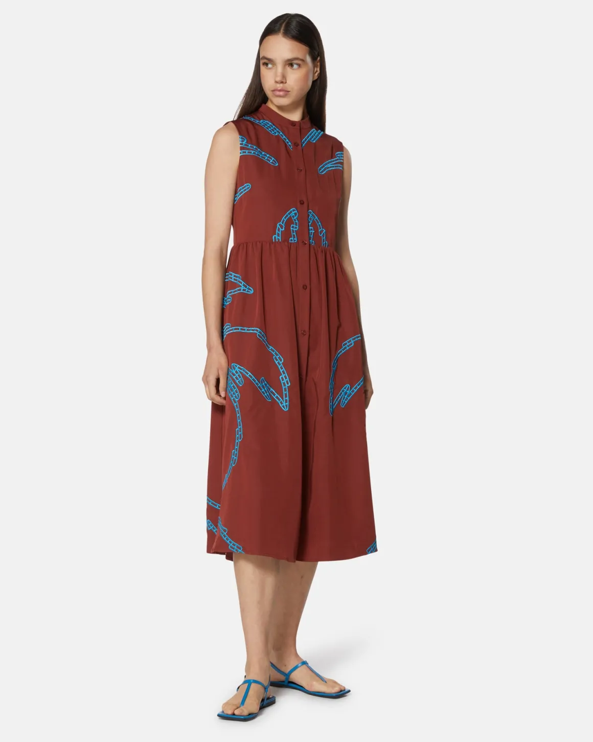 Midi dress with embroidered motifs