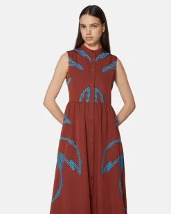 Midi dress with embroidered motifs