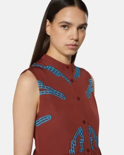 Midi dress with embroidered motifs