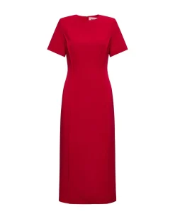 Midi dress with round neckline