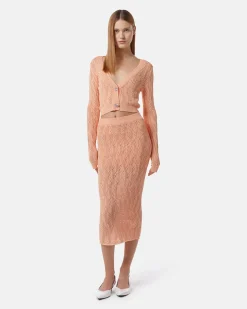 Midi skirt in a perforated jersey