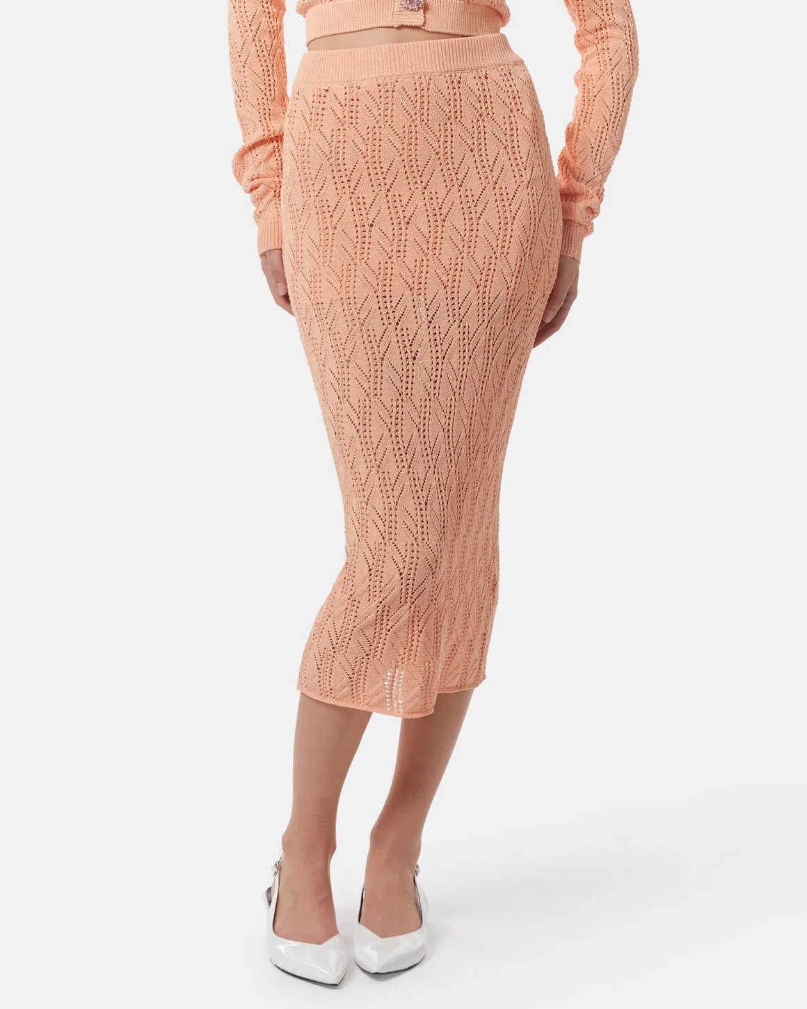 Midi skirt in a perforated jersey