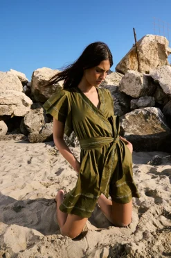 Mini dress with bow belt