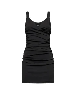 Mini dress with lateral draperies