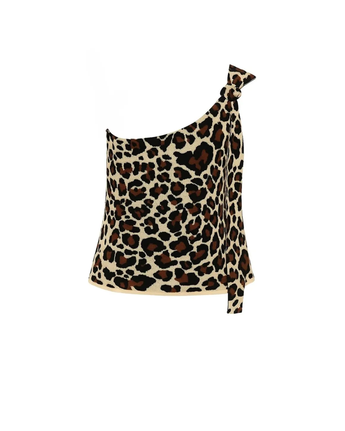 One-shoulder top with animal print