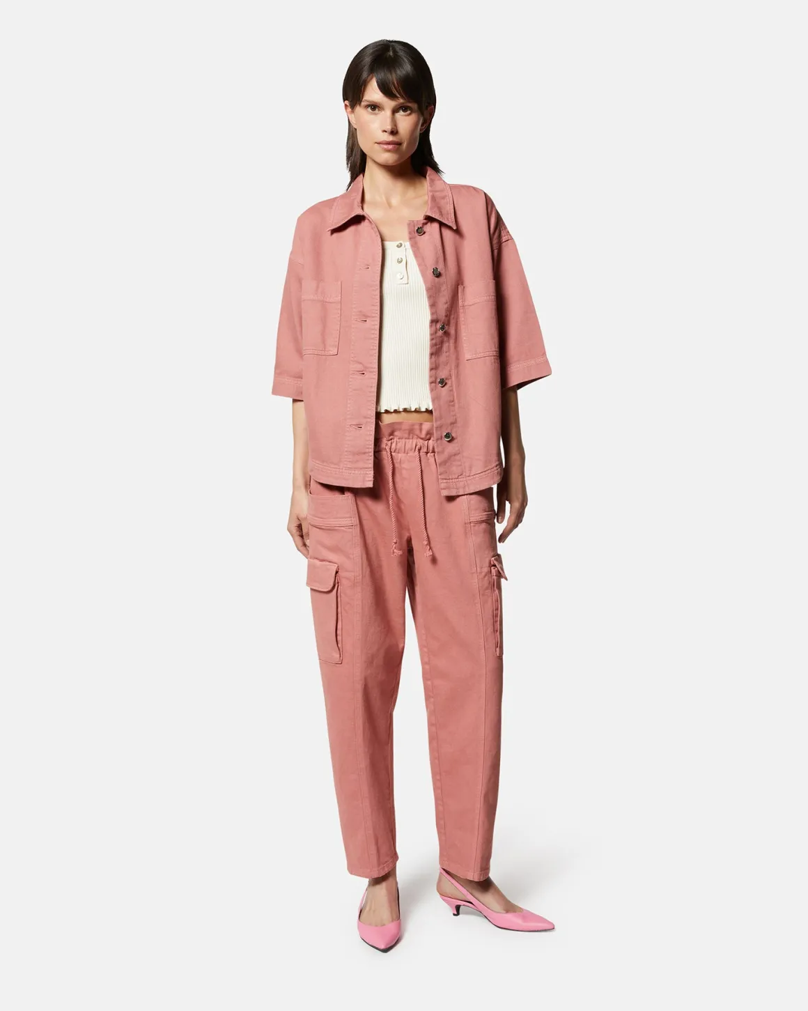 Oversize cargo jacket with short sleeves