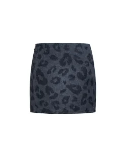 Pencil miniskirt with tone-on-tone animal print