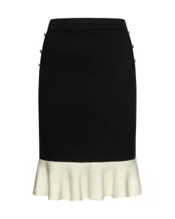 Pencil skirt with contrasting ruffle