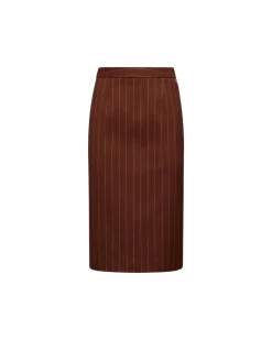 Pencil skirt with thin stripes