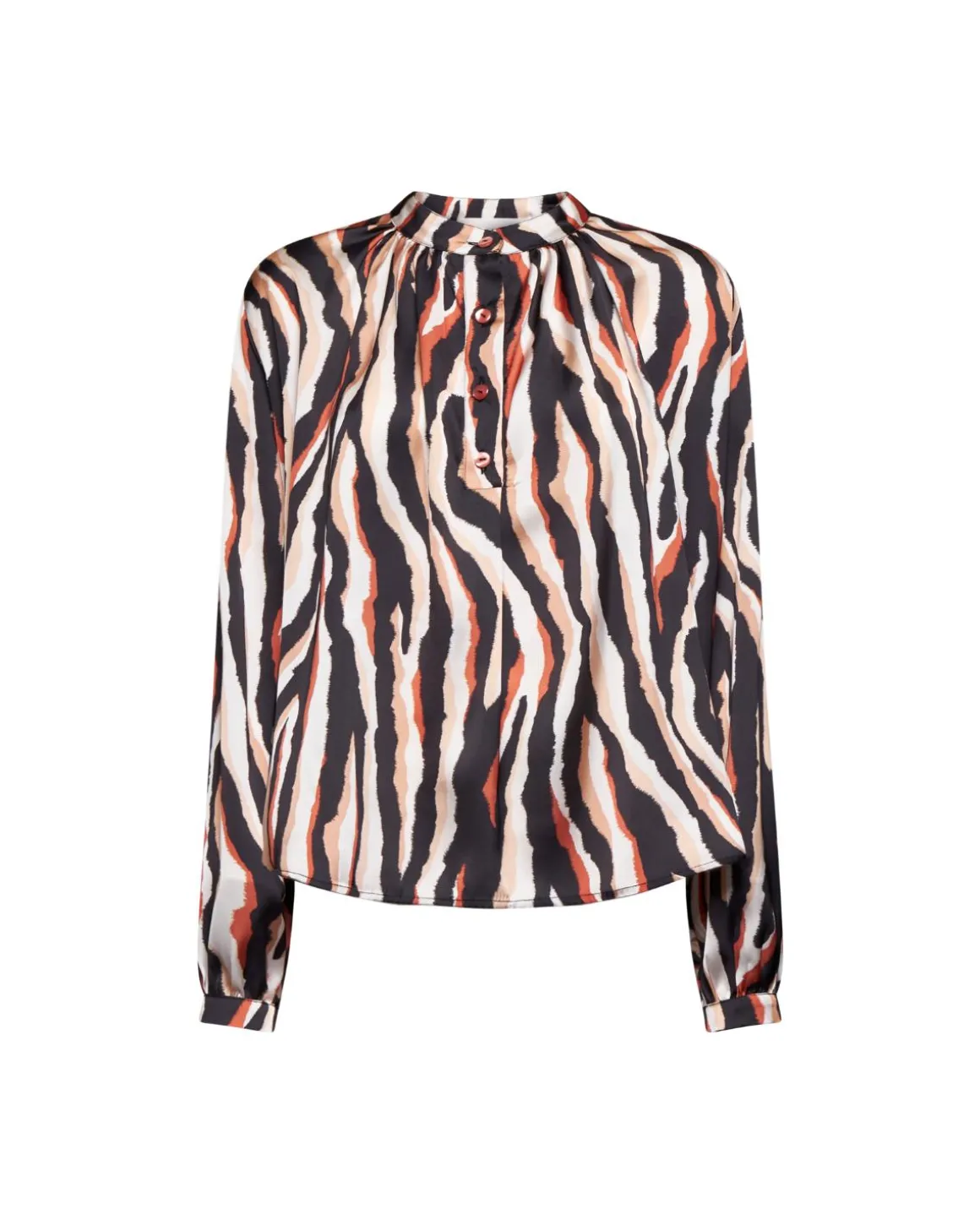 Printed blouse with gathered collar