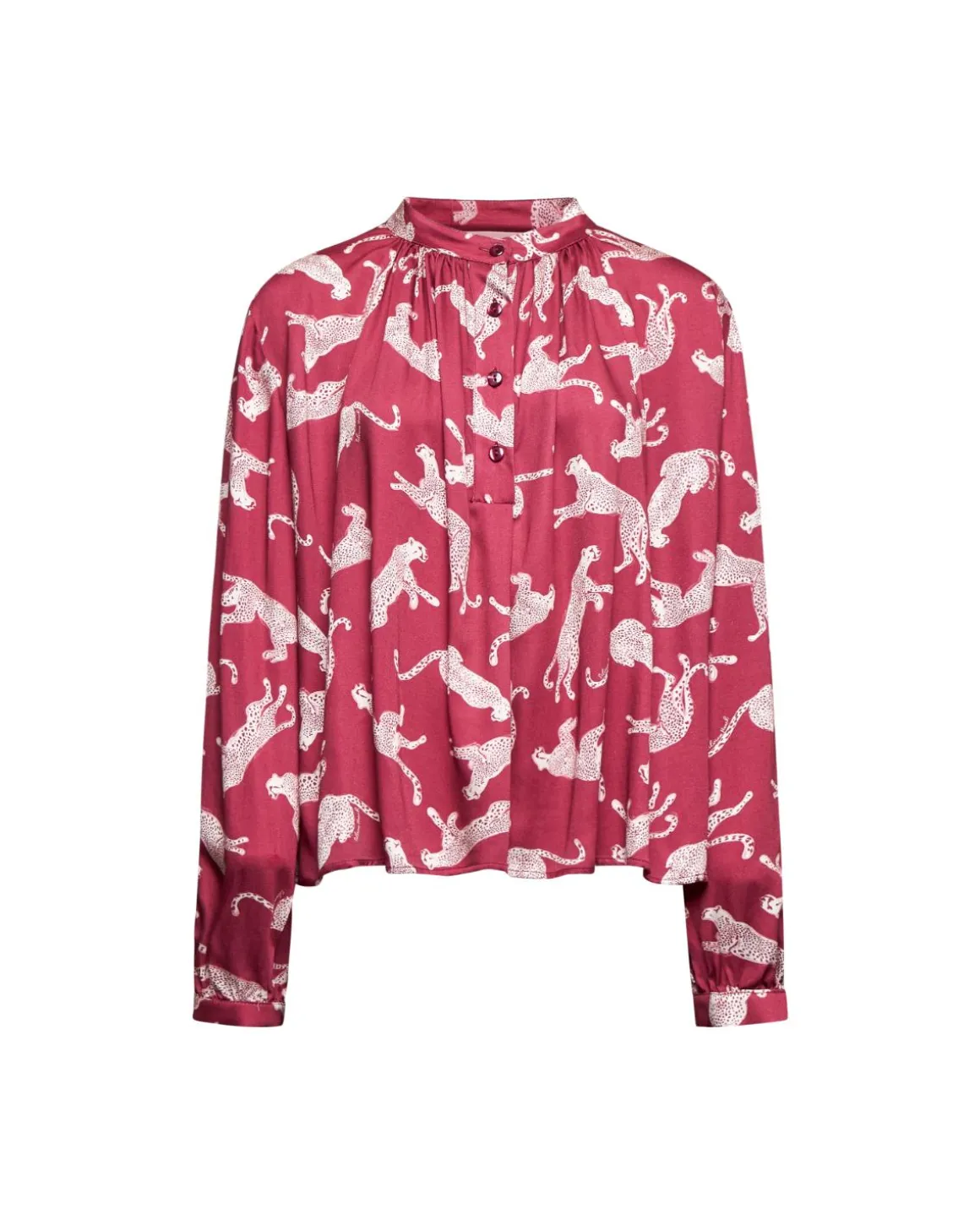 Printed blouse with gathered collar