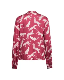 Printed blouse with gathered collar