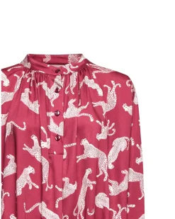 Printed blouse with gathered collar