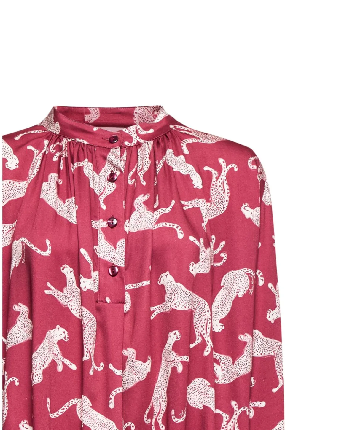 Printed blouse with gathered collar
