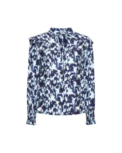 Printed blouse with tie collar