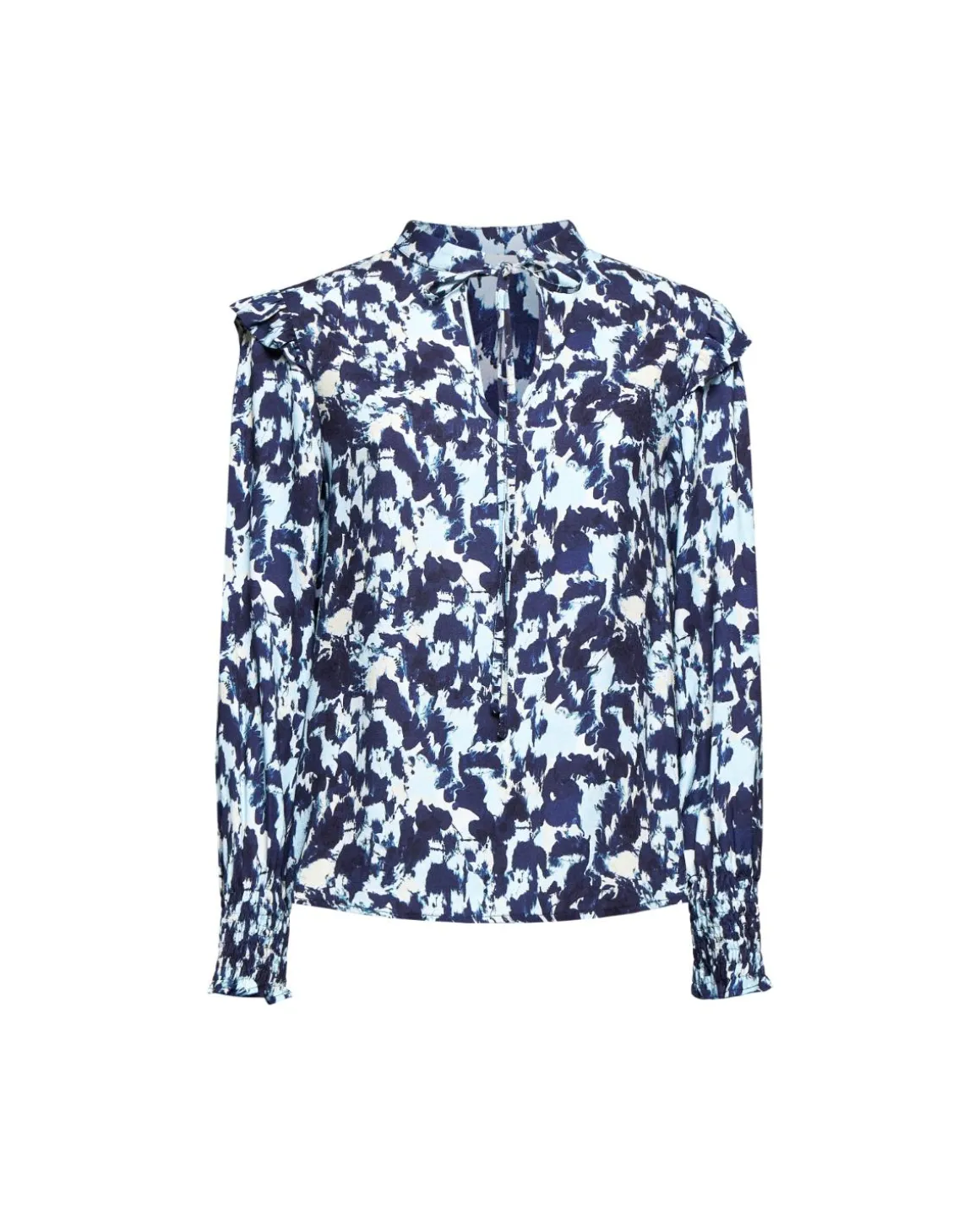 Printed blouse with tie collar