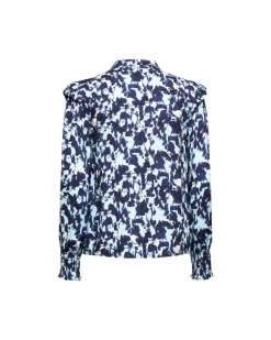 Printed blouse with tie collar