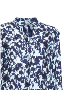 Printed blouse with tie collar