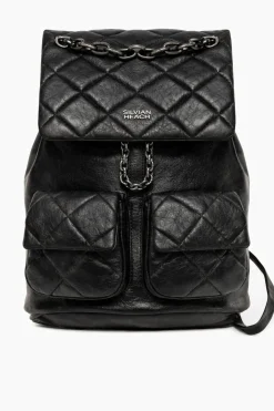 Quilted backpack with chain