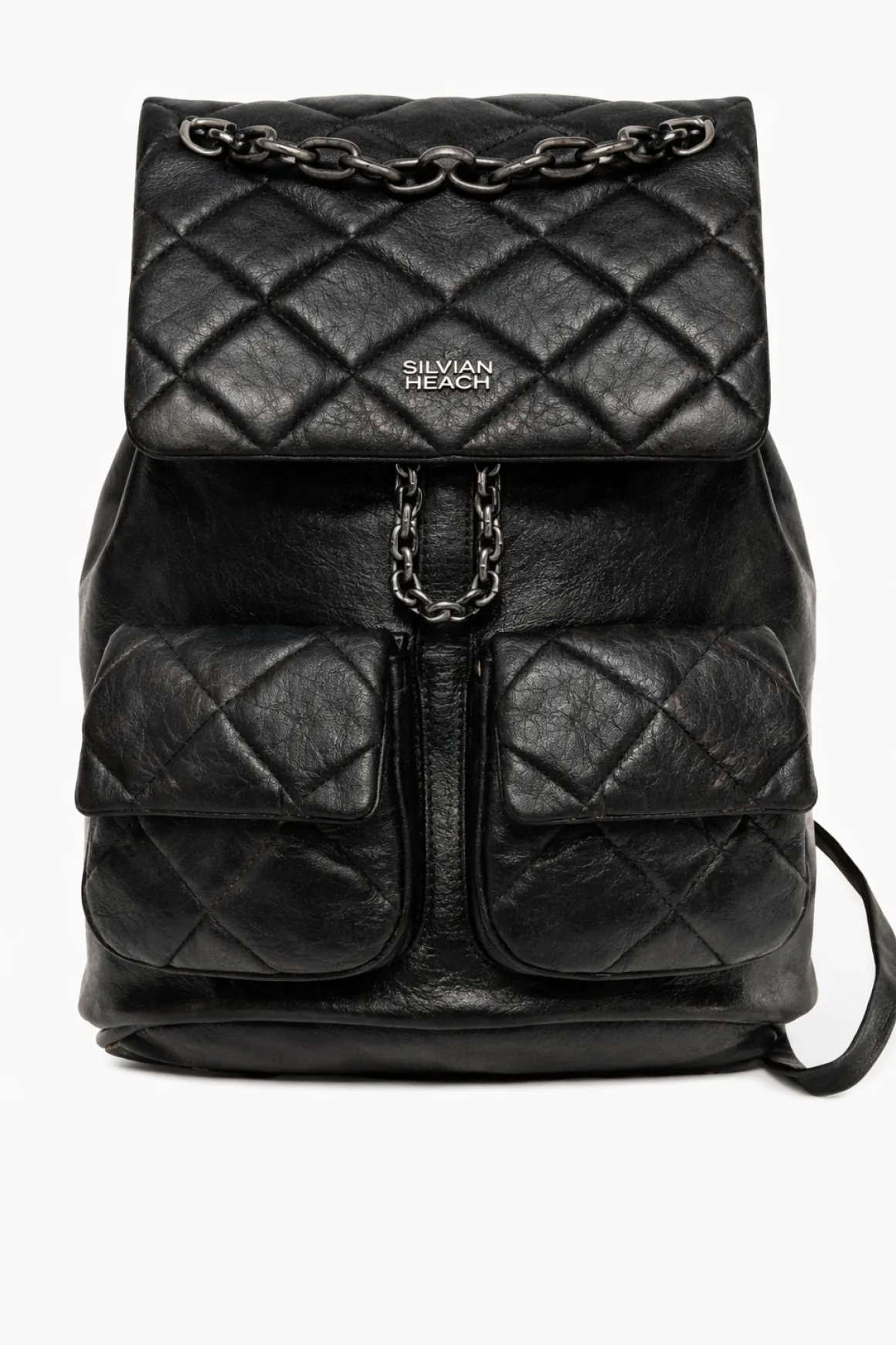 Quilted backpack with chain