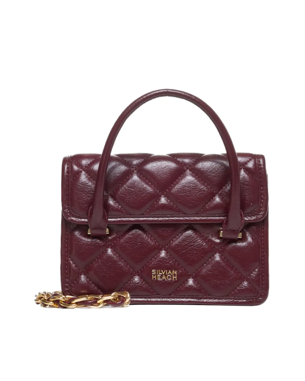Quilted bag with handle and chain