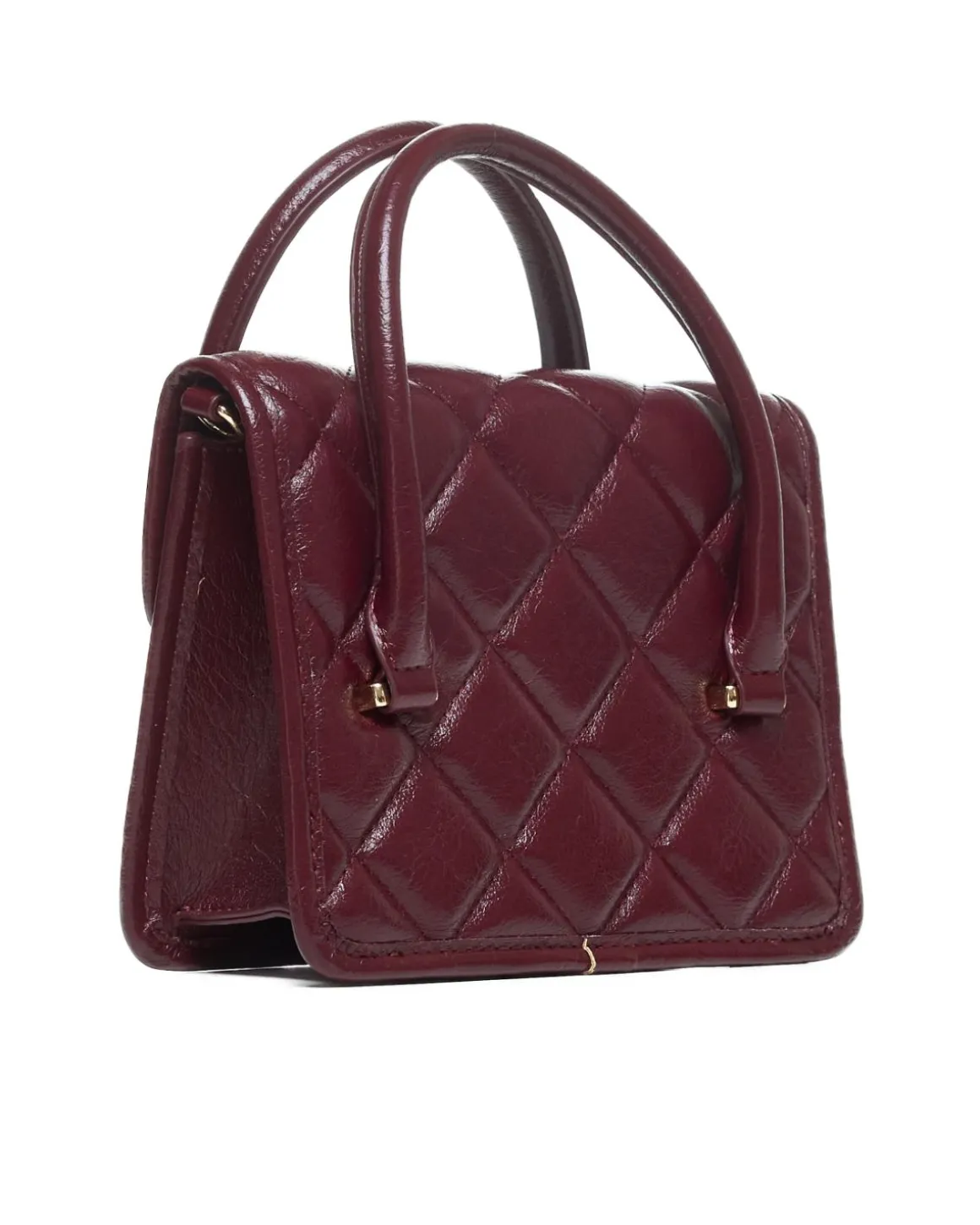 Quilted bag with handle and chain