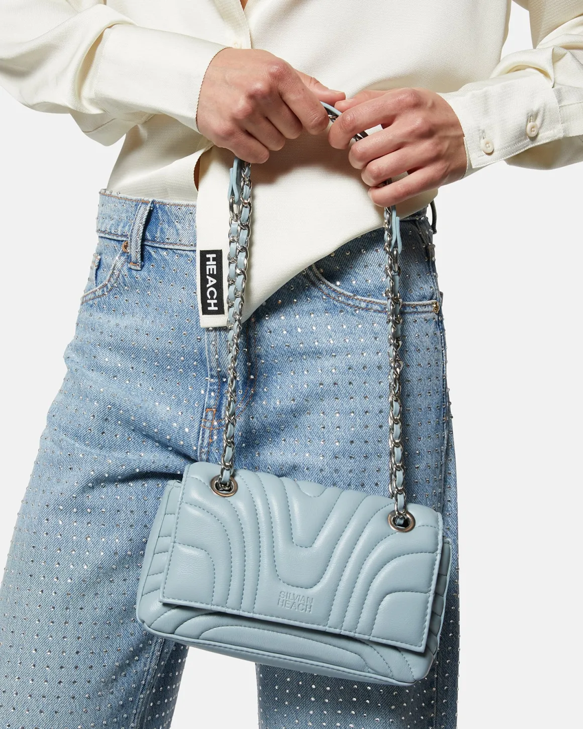 Quilted shoulder bag with chain