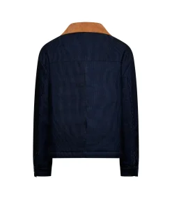 Ribbed jacket with contrasting collar
