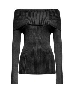 Ribbed off-the-shoulder sweater