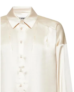 Satin shirt with ruffled sleeves