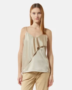 Satin top with ruffle