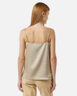 Satin top with ruffle