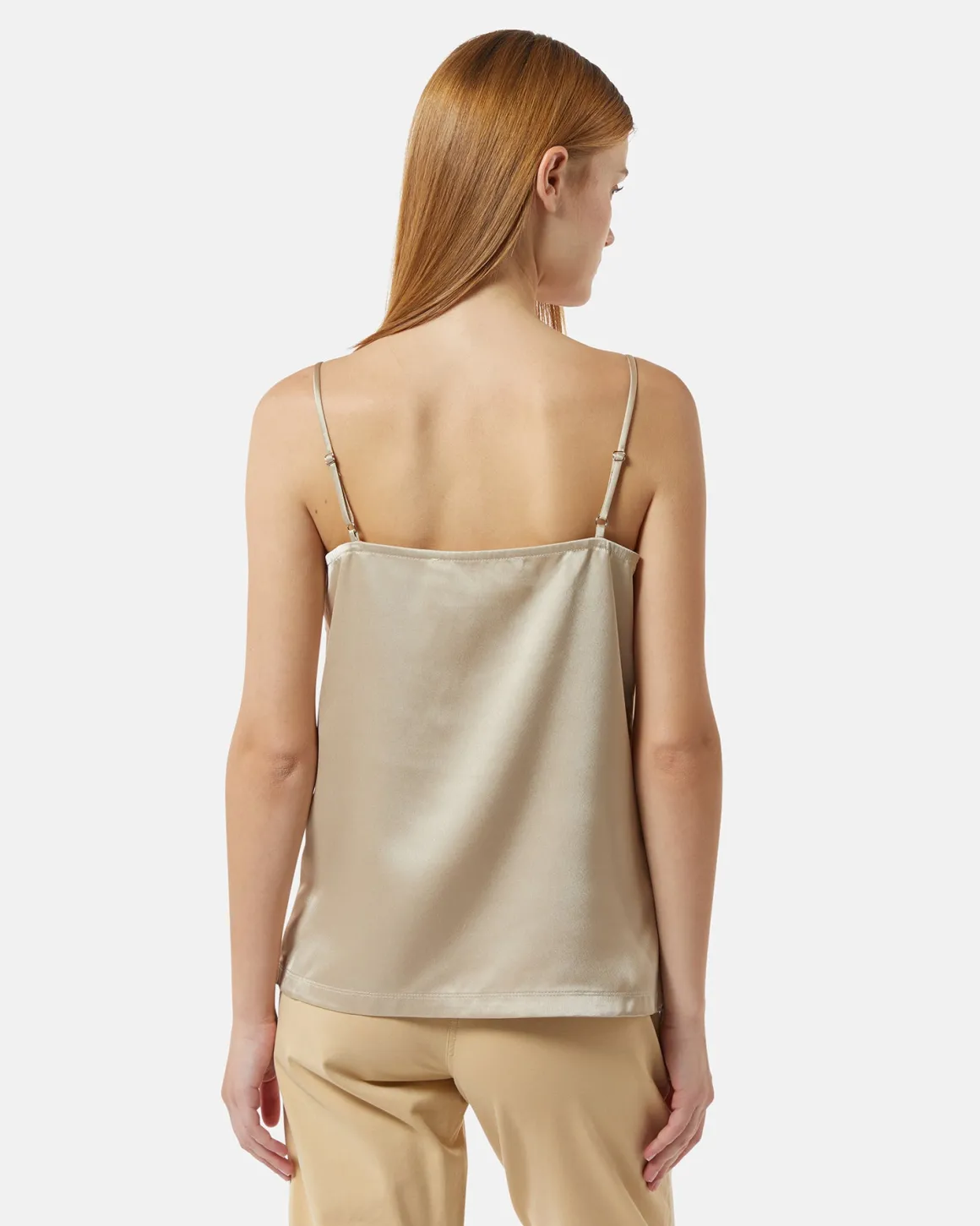 Satin top with ruffle