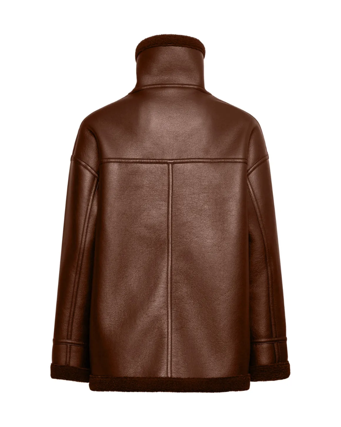 Shearling-effect coat with high collar
