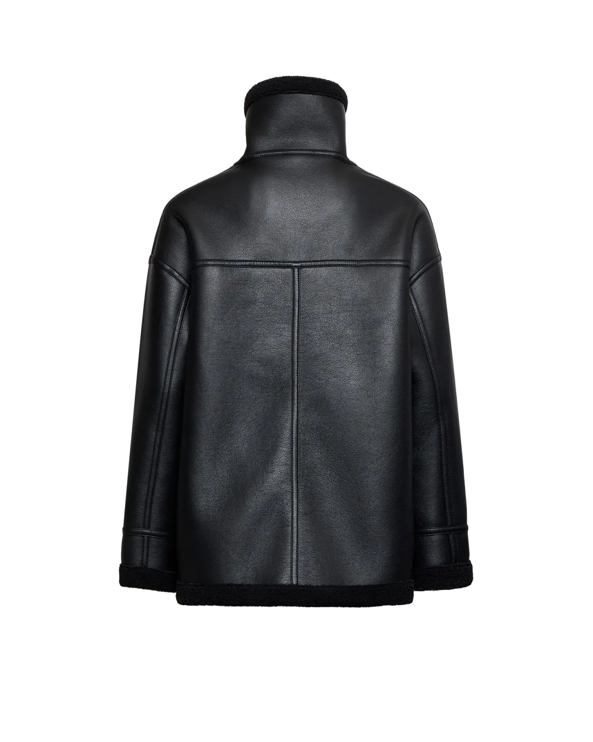 Shearling-effect coat with high collar