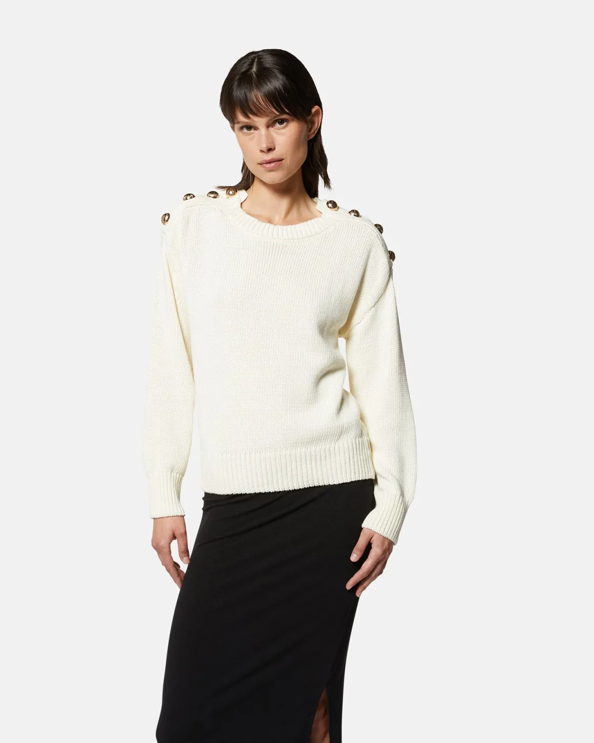 Shirt sweater with buttons on the shoulders