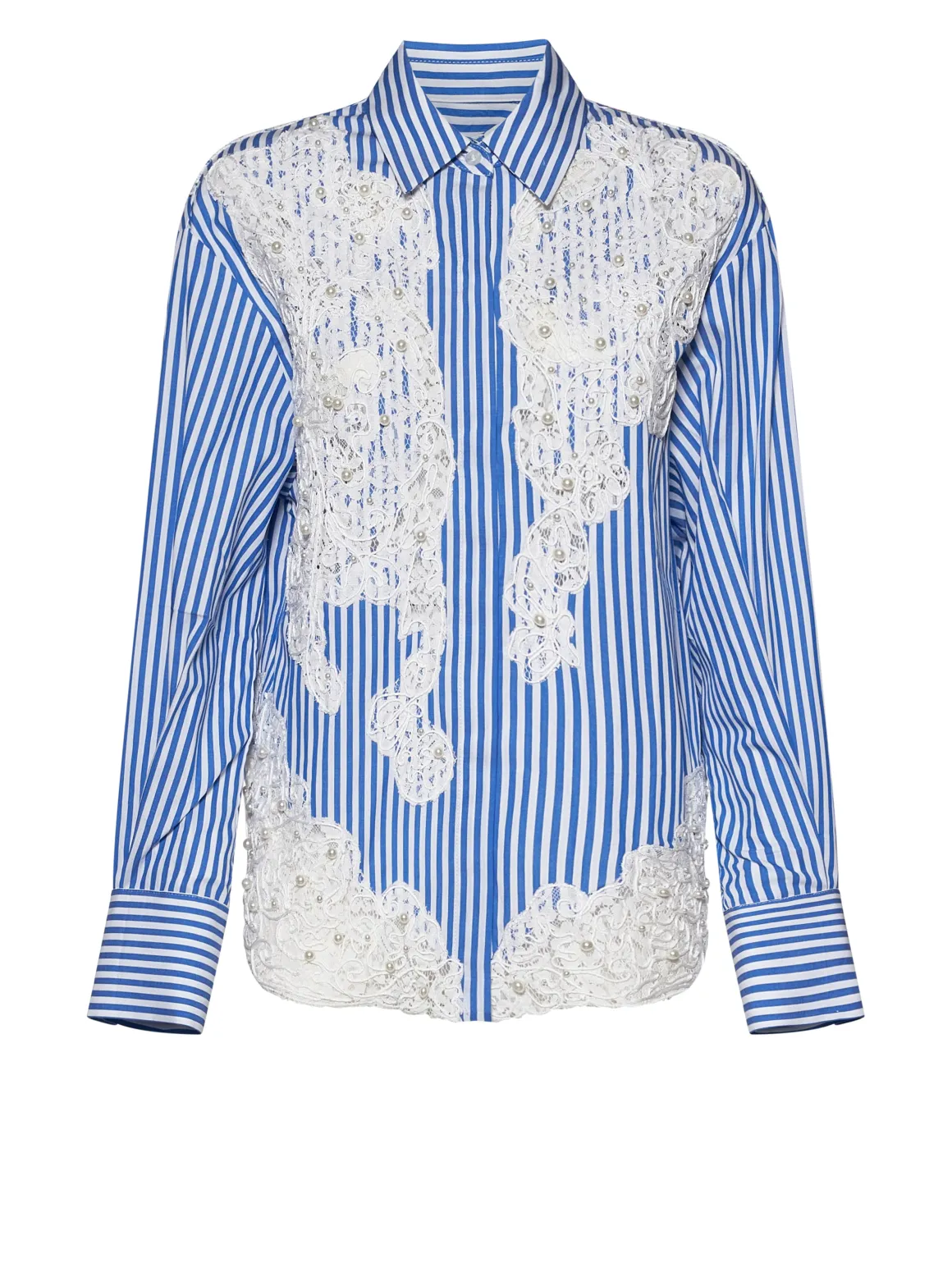 Shirt with contrasting decorative inserts