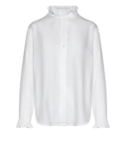 Shirt with gathered collar with an elegant charm