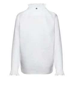 Shirt with gathered collar with an elegant charm