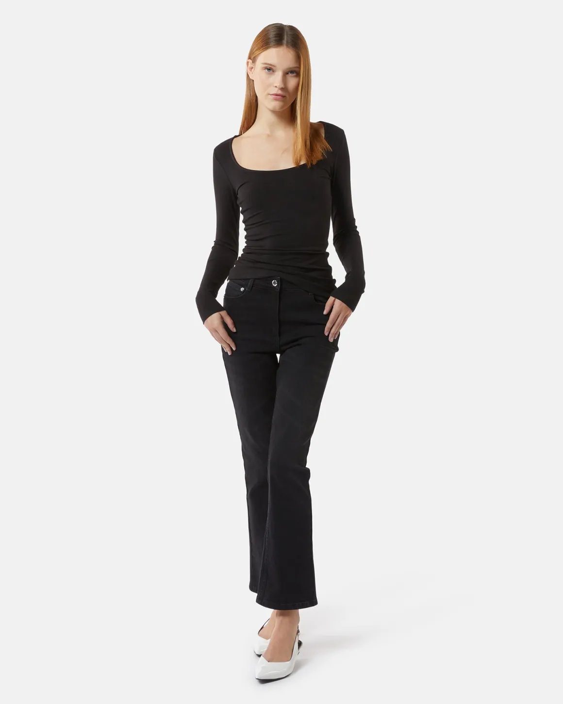 Shirt with large neckline
