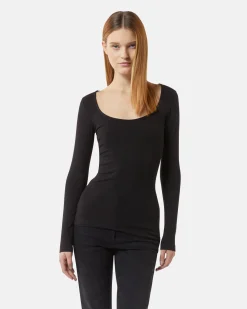 Shirt with large neckline