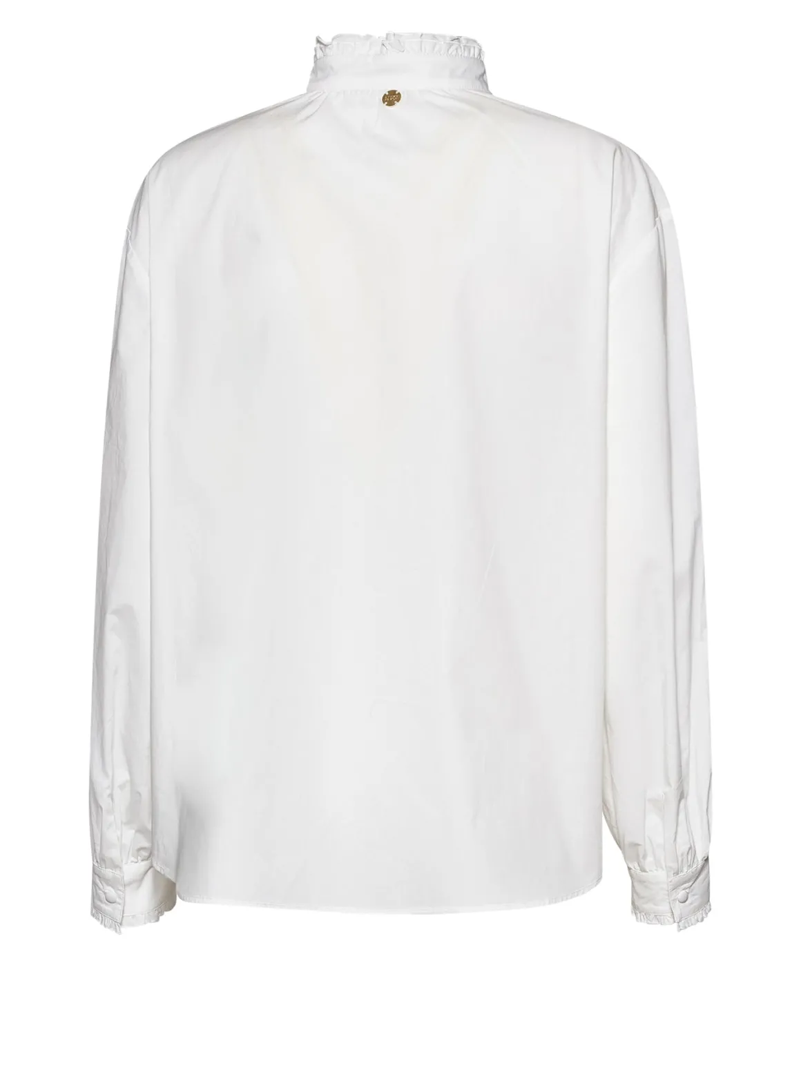 Shirt with pleated details and high collar