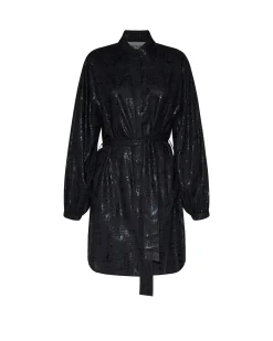 Shirtdress with Decorated Surface and Matching Belt