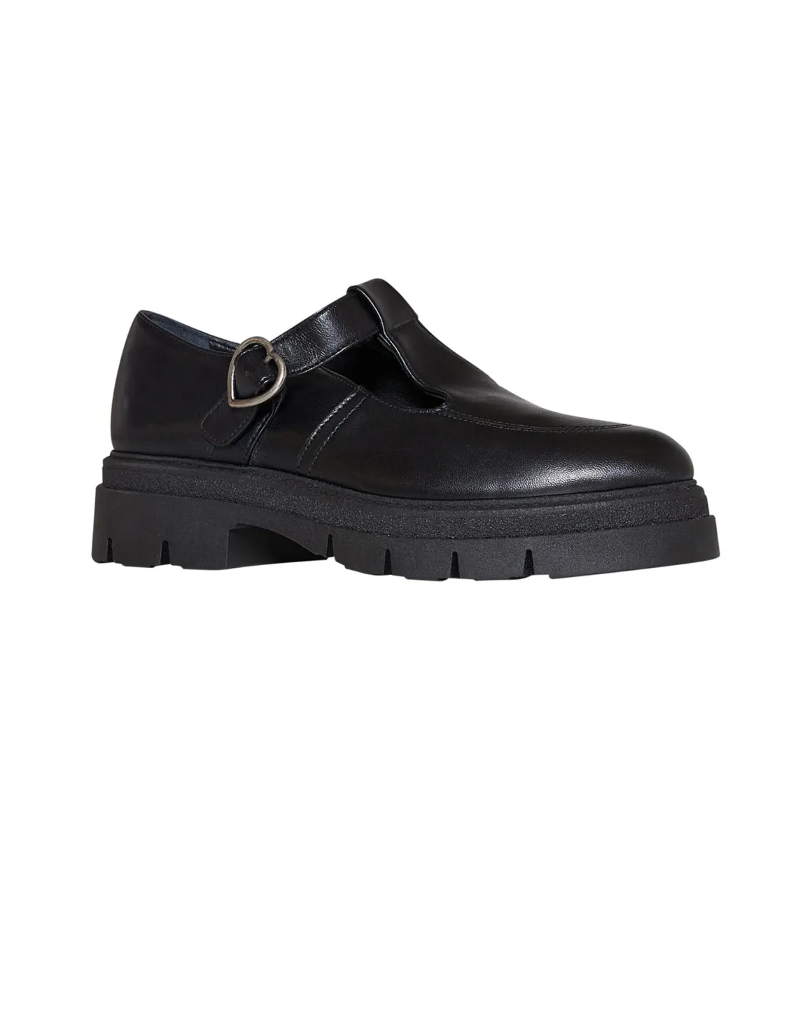 Shoe with strap and structured sole